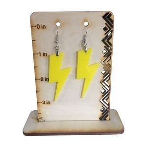 Neon Yellow Lightning Bolt Acrylic Drop Earrings